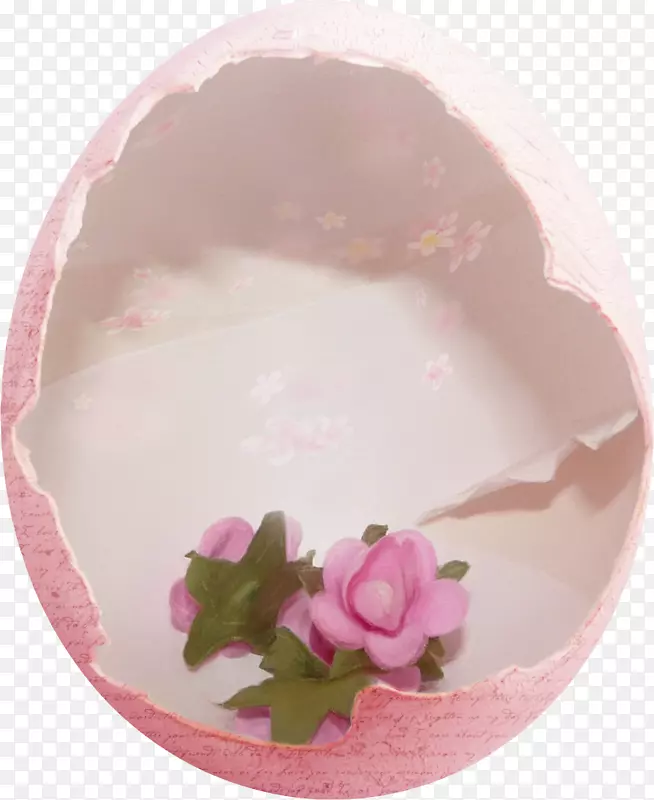 蛋壳复活节剪贴画-贝壳粉红色花
