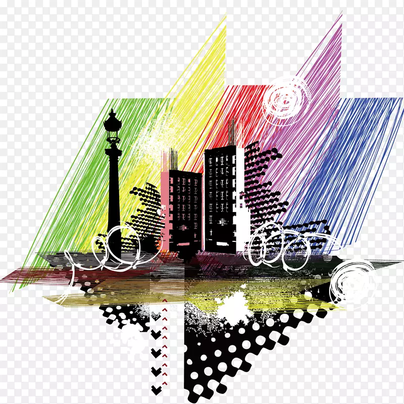 城市剪影插图-时髦的城市剪影PNG