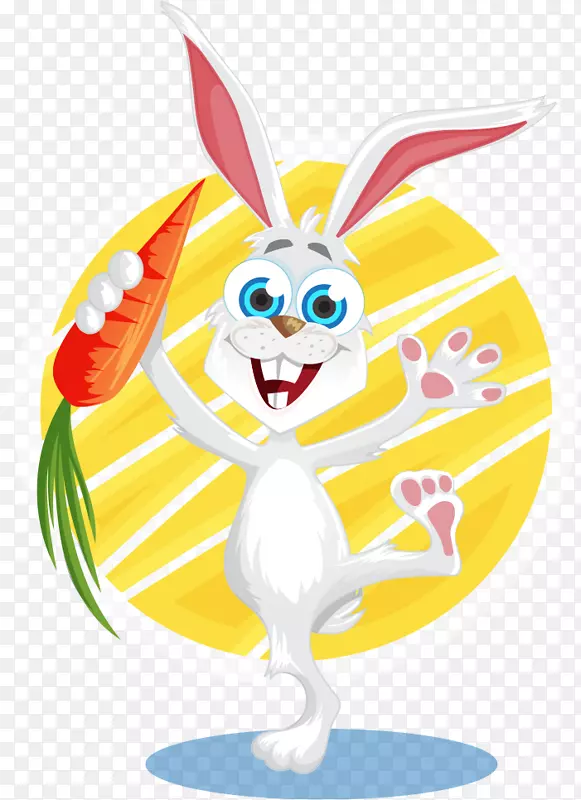 复活节兔子兔夹艺术手绘可爱卡通兔子跳舞胡萝卜