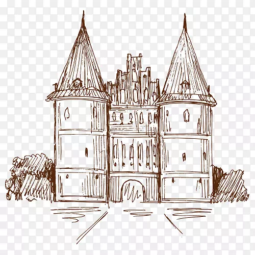 欧洲城堡-手绘城堡