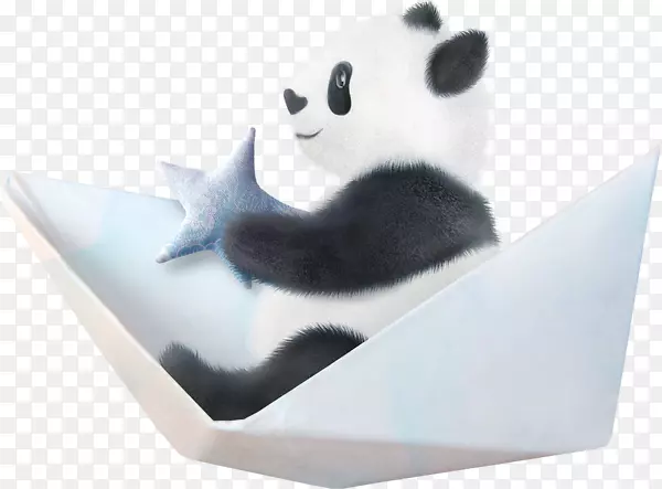 大熊猫纸熊狗夹艺术-熊猫纸船