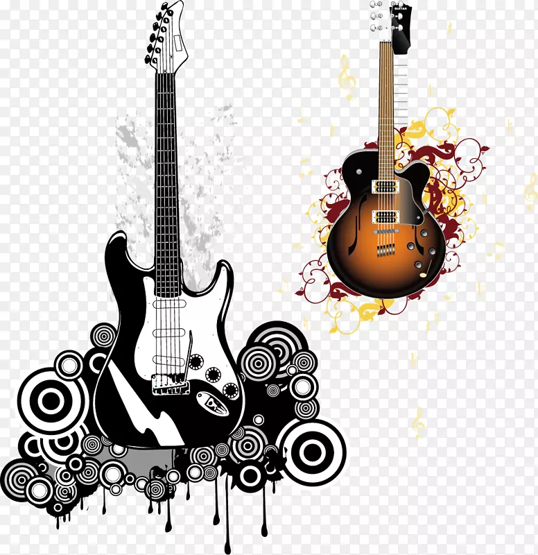 电吉他海报，老式吉他.老式吉他海报背景材料
