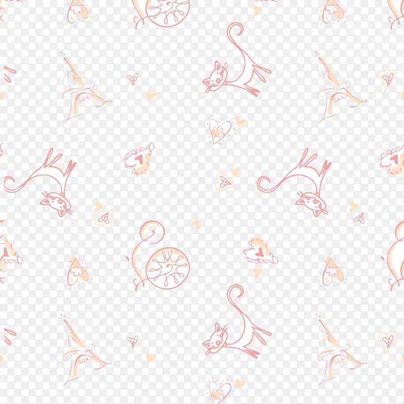 纺织花瓣图案-小猫装饰