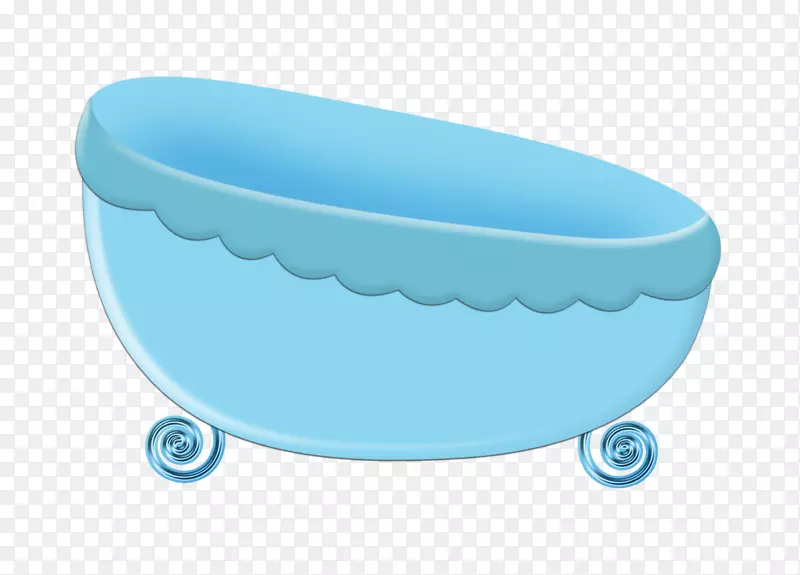 婴儿浴缸画卡通插图.蓝色卡通浴缸