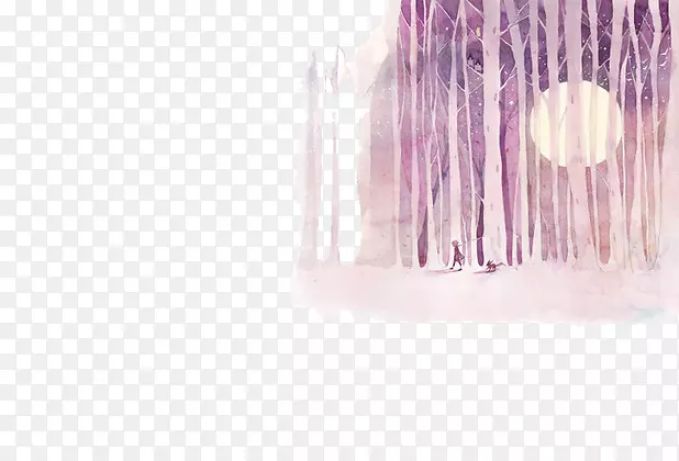小王子插画艺术插画-紫色梦幻林