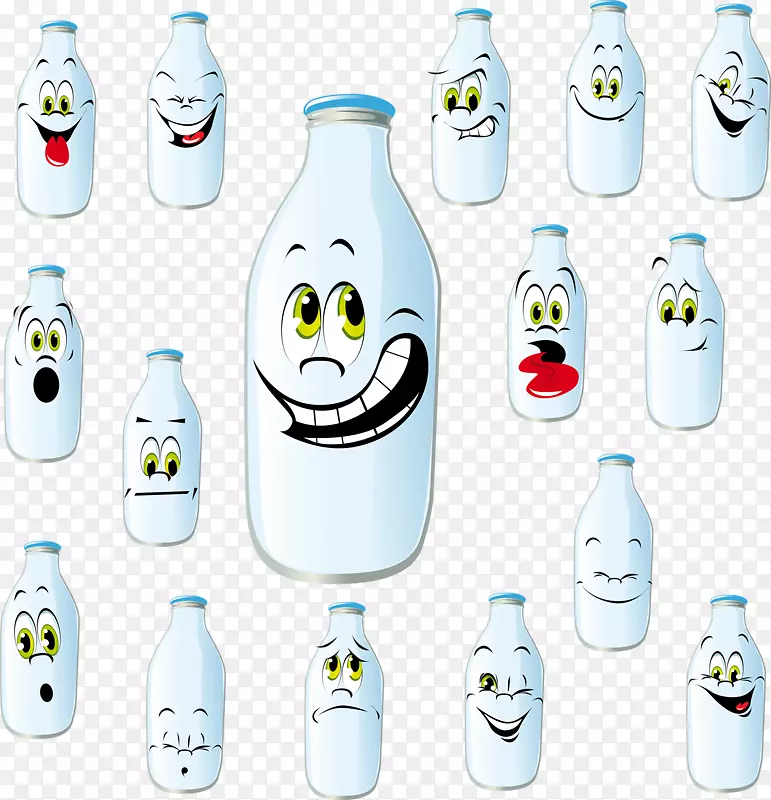 牛奶瓶插图.卡通面彩绘玻璃