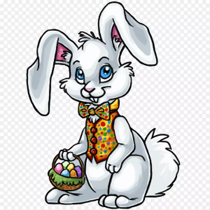 复活节兔子费尔菲尔德格蕾丝联合卫理公会剪贴画-手绘兔子，可爱，动作可爱，拿着篮子，卡通兔子
