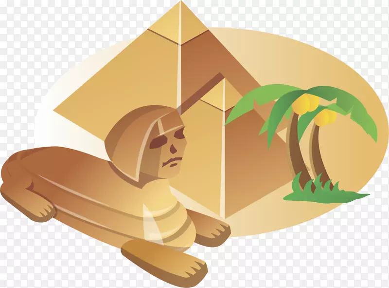 吉萨大金字塔大狮身人面像-免版税插图-卡通地标免费PNG