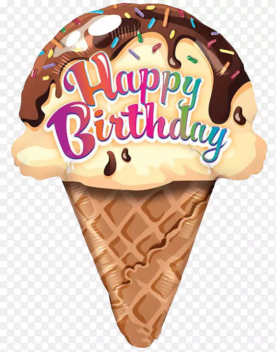 冰淇淋筒冰淇淋蛋糕纸杯蛋糕-生日快乐冰淇淋