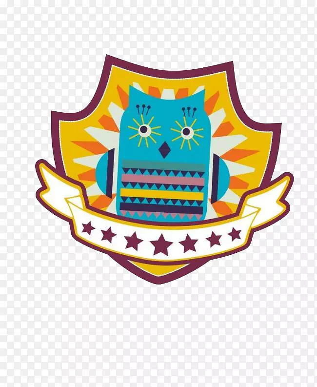 徽标徽章-颜色可爱的猫头鹰元素