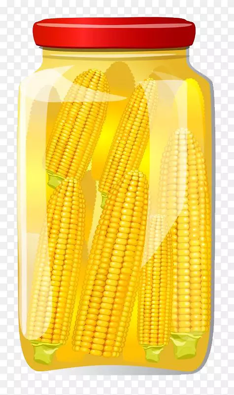 玉米芯上的玉米画剪贴画-一罐玉米