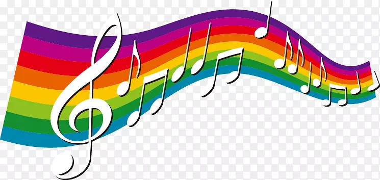 音乐音符彩虹剪贴画手绘彩虹音符元素
