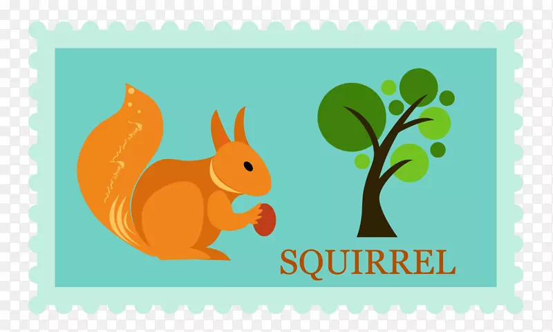 邮票集邮夹艺术-可爱松鼠邮票图案