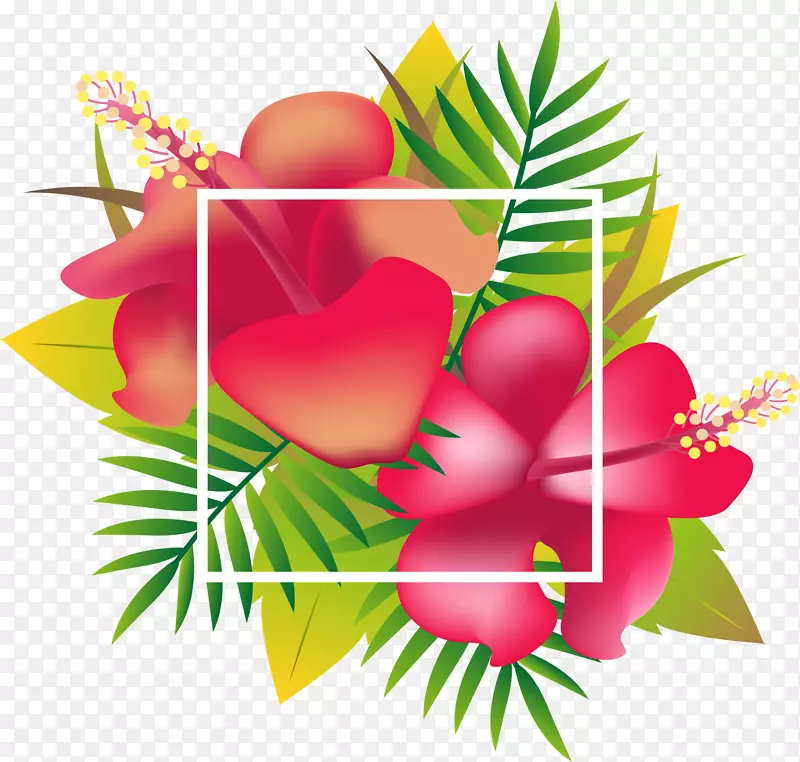 花冠设计热带.红色热带花卉头箱