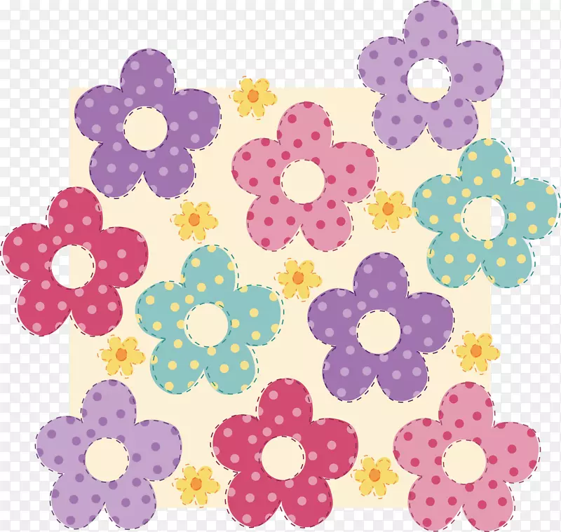 花卉模板-红紫蓝图案