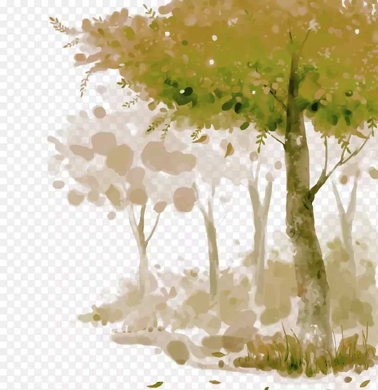 水彩画土坯插图计算机文件-森林，卡通，手，水彩