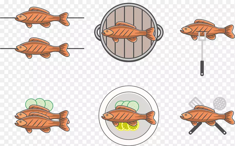 炸鱼烤片艺术.卡通鱼