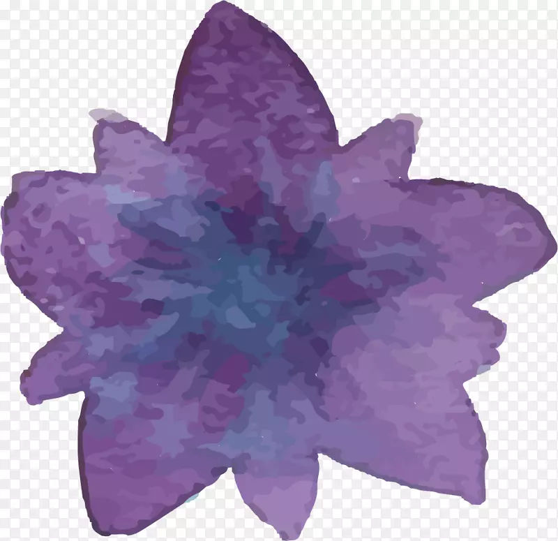 水彩画.紫色花纹油墨