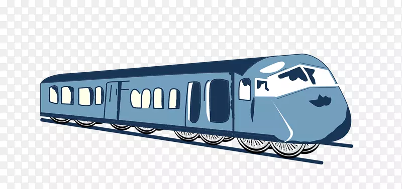 铁路客车车厢公共交通手绘蓝色列车