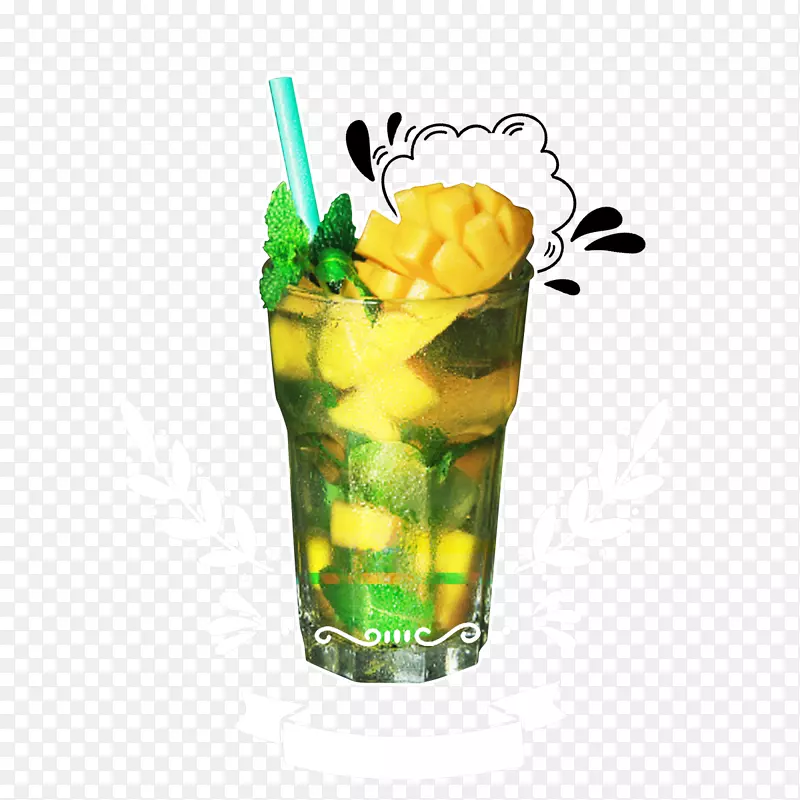 绿茶乌龙奶芒果冰饮料