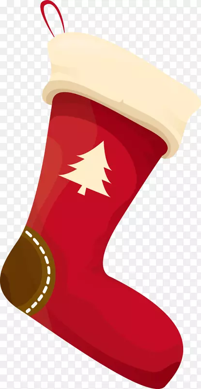 圣诞袜红色圣诞装饰品-红色圣诞树袜