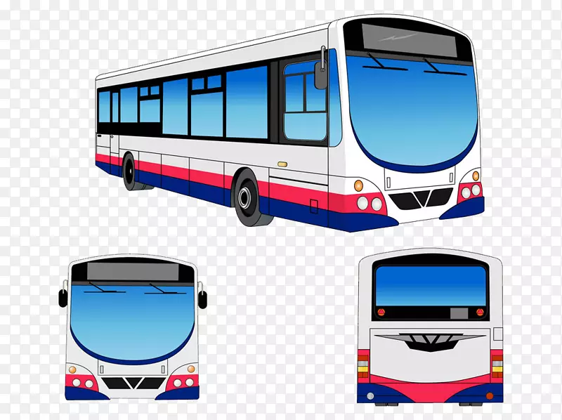 过境巴士公共交通短片艺术-卡通创意现代城市巴士