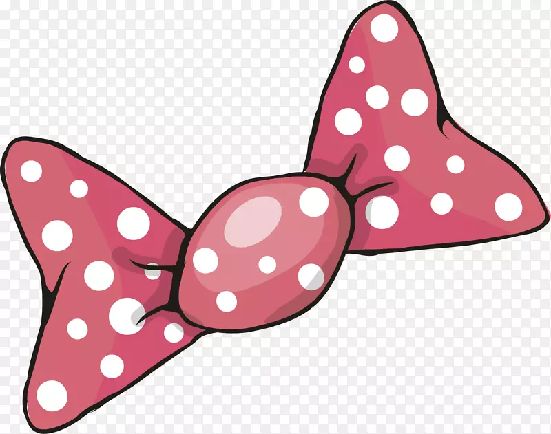 小猫卡通插图-粉红色圆点弓