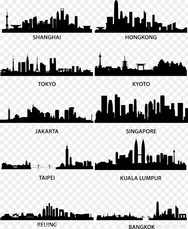 城市：天际线剪影皇室-免费城市剪影