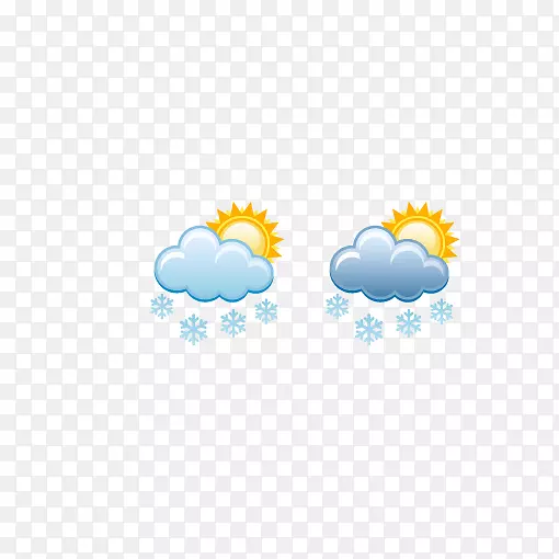 天气雪云符号-天气符号，部分多云，雪花
