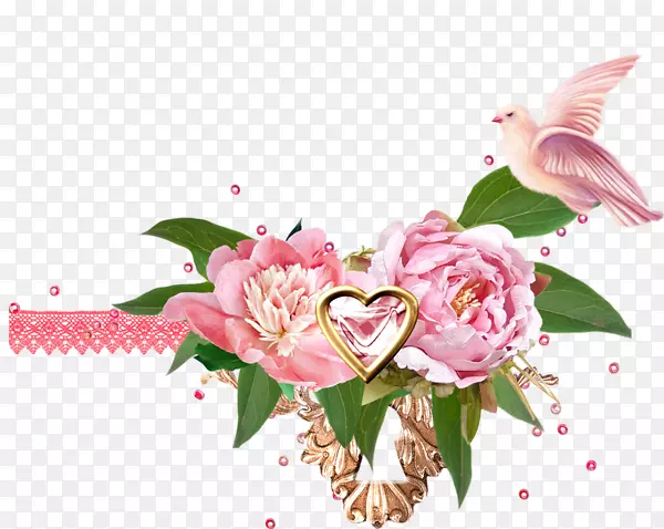 牡丹玫瑰花图案-粉红色牡丹