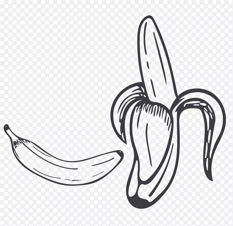 黑白画香蕉卡通素描香蕉