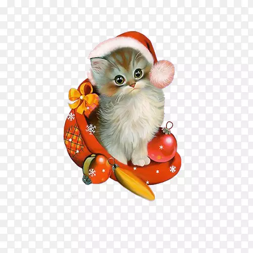 圣诞动画礼品剪贴画-小猫
