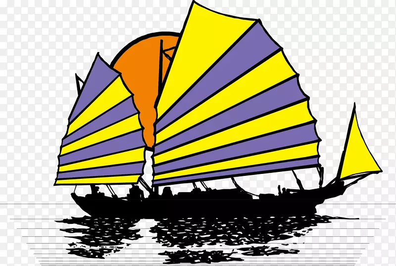 帆船剪贴画彩色帆