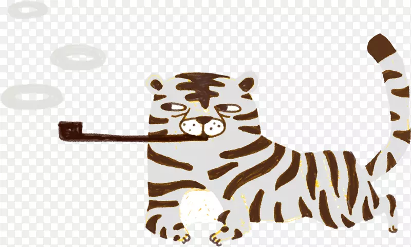 老虎吸烟卡通插图-老虎插图