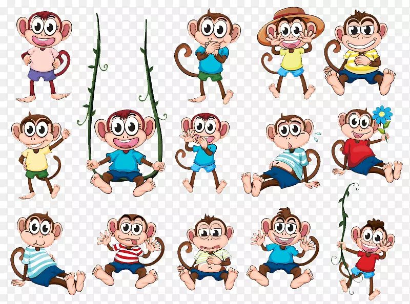 猴子版税-免费剪贴画-3.14卡通猴子