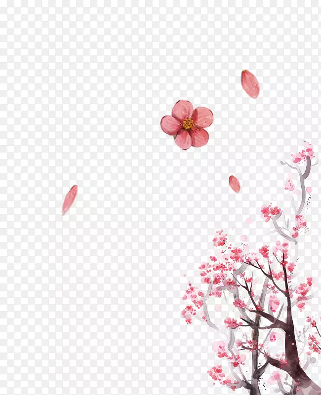 海报桃花插图-开裂桃花美背景装饰