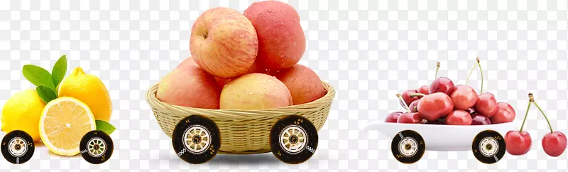 水果卡通柠檬-苹果车