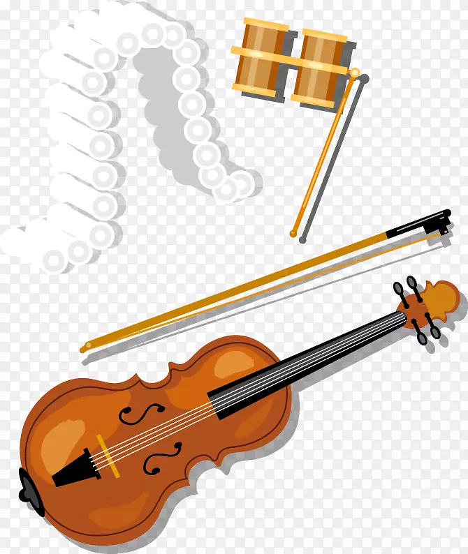 低音小提琴中提琴剪辑艺术手绘小提琴图案元素