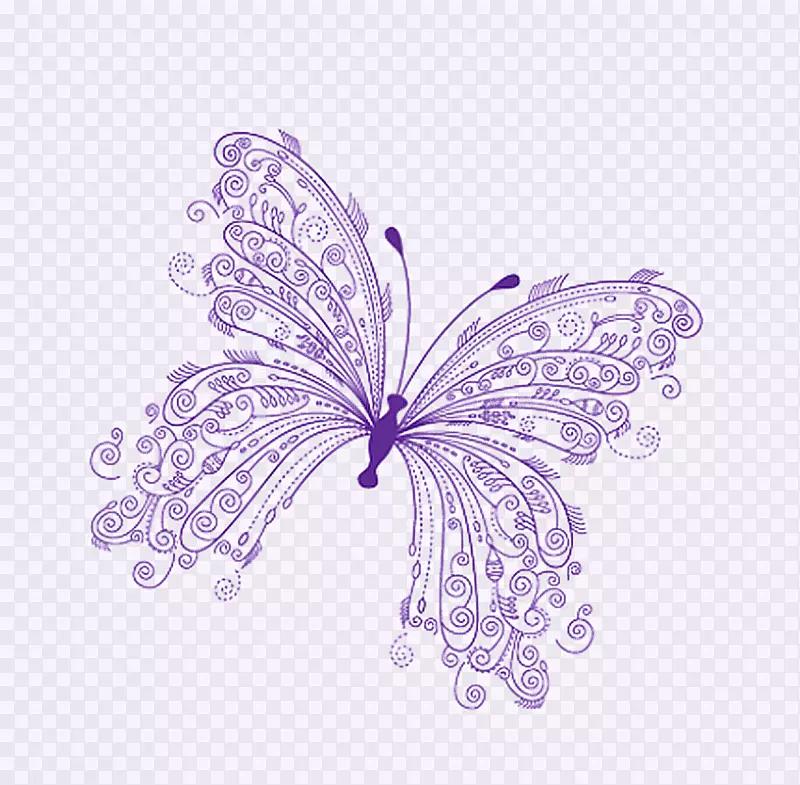 Adobe插画下载剪贴画-紫色蝴蝶