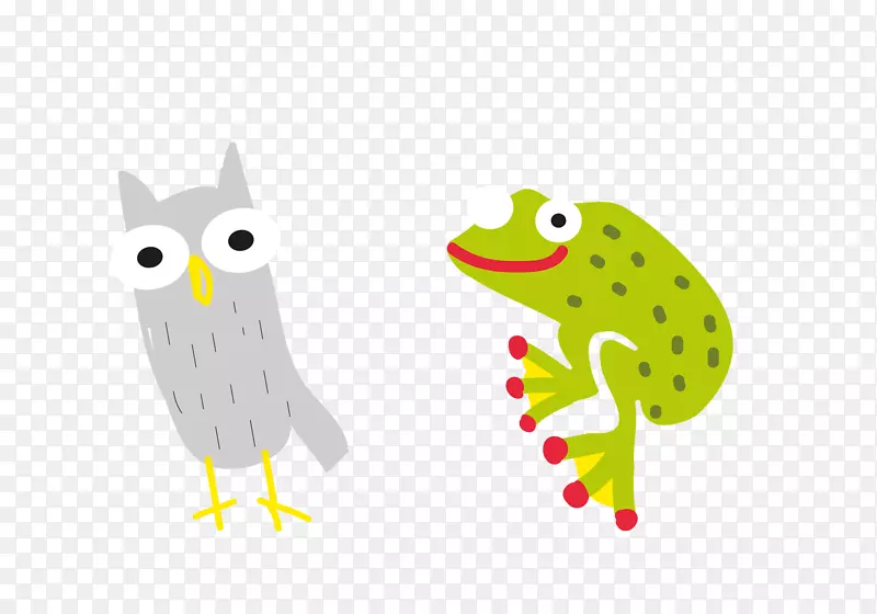 猫头鹰树蛙-手绘猫头鹰，青蛙