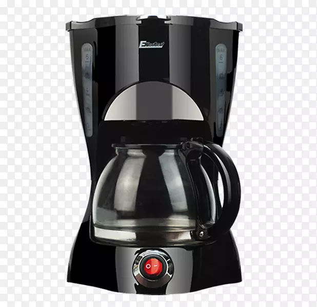咖啡壶-黑色咖啡机上的红色按钮