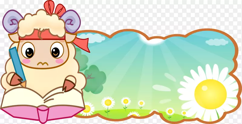言语气球儿童卡通插图-可爱的羊