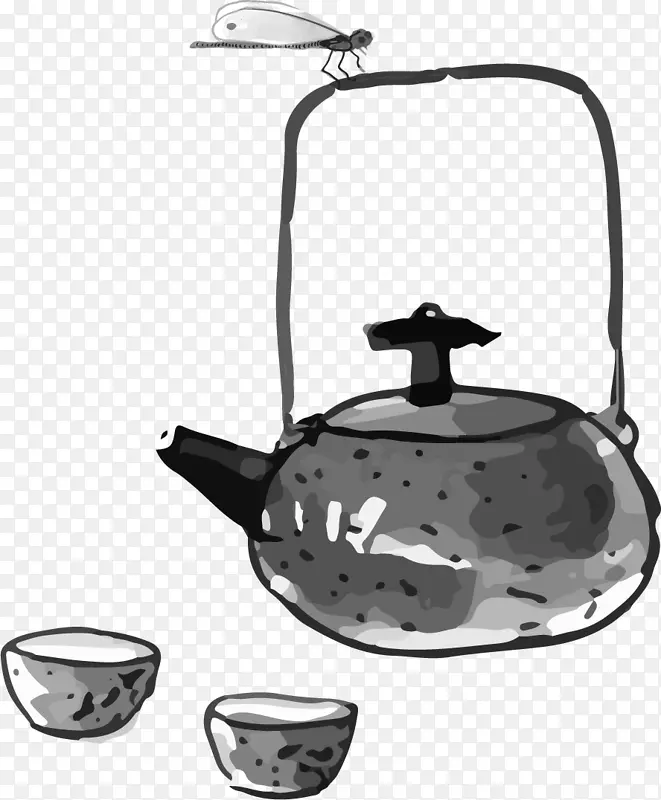 茶壶菜水墨画-水墨风创意