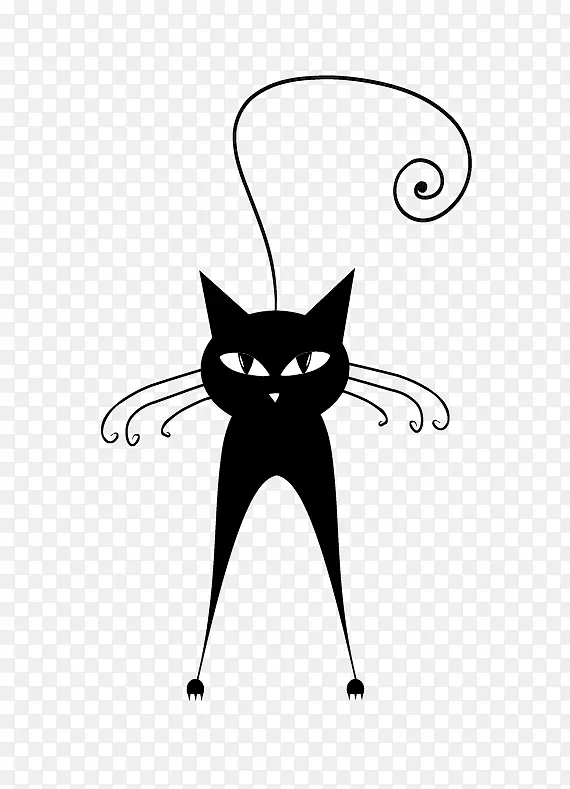 黑猫剪贴画-可爱的卡通黑猫