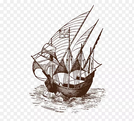 帆船.轮式船.手绘帆船