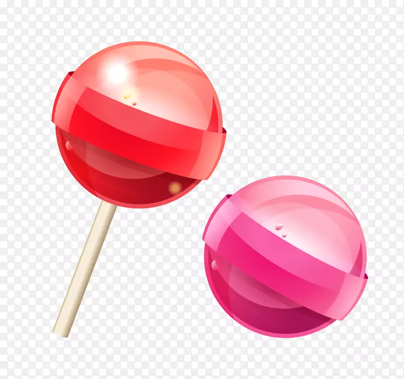 棒棒糖儿童节图标-玫瑰红色简单棒棒糖装饰图案