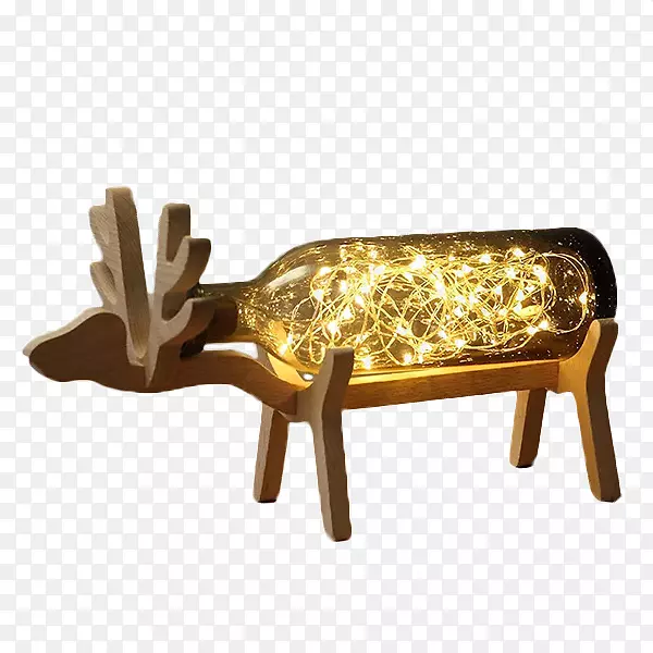 彩色玻璃灯饰玻璃瓶-圣诞鹿淡黄无雪照片