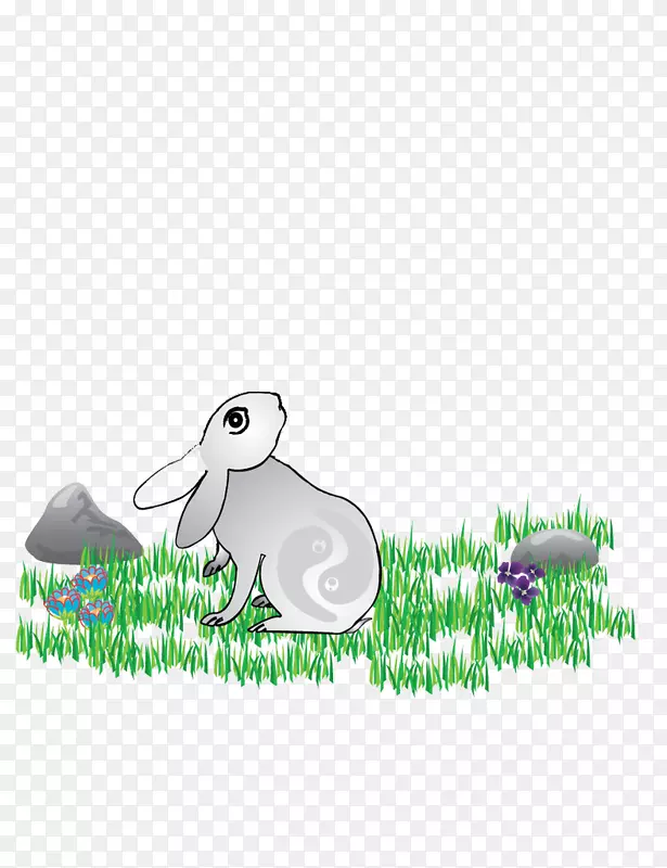 欧洲兔花画月兔