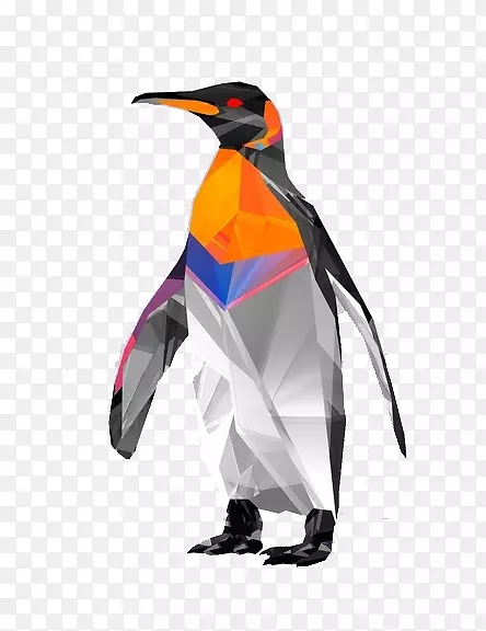 企鹅鸟多边形几何壁纸彩色企鹅