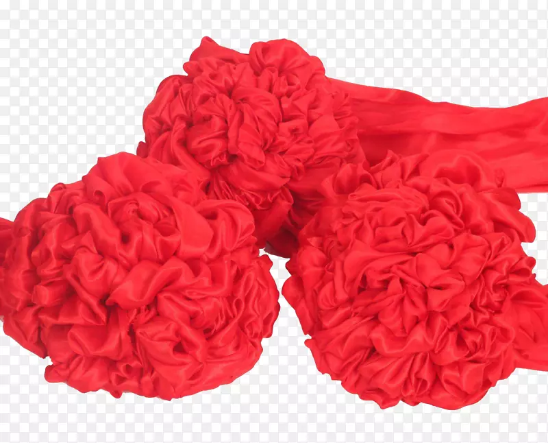 红色花园玫瑰花束-红色丝质领带花束